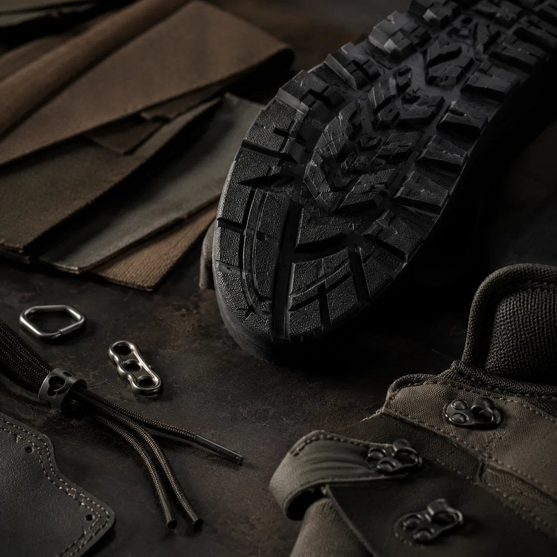 Anonymous outdoor footwear sole and technical material components